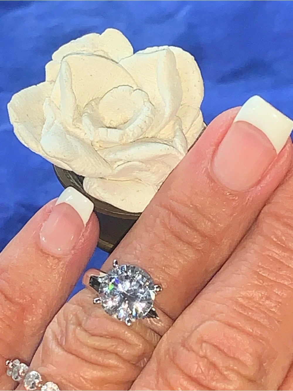 Round Solitaire Resort Elegance Ring in Silver Tone,Clear Stone- Travel Safe Opt
